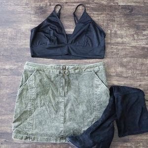 NWOT Green Corduroy Mini Skirt